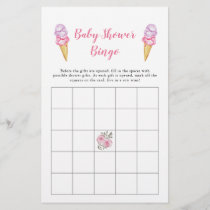 Pink Ice Cream Baby Shower Bingo Game