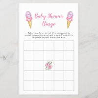 Pink Ice Cream Baby Shower Bingo Game