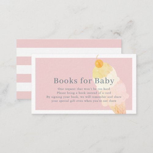 Pink Ice Cream Baby Shower Book Request Enclosure Card