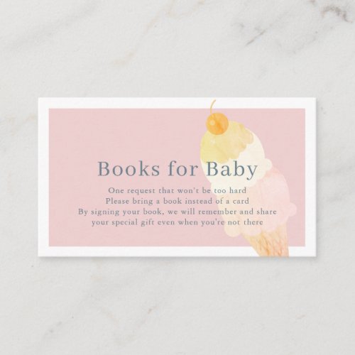 Pink Ice Cream Baby Shower Book Request Enclosure Card