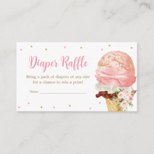 Pink Ice Cream Baby Shower Diaper Raffle Enclosure Card
