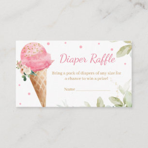 Pink Ice Cream Baby Shower Diaper Raffle Enclosure Card