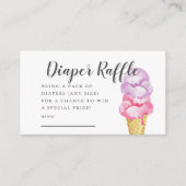 Pink Ice Cream Baby Shower Diaper Raffle Ticket Enclosure Card (Front)