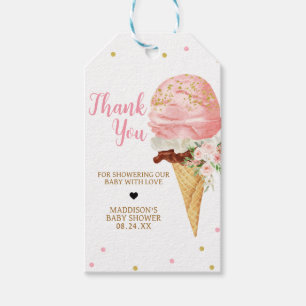 Pink Ice Cream Baby Shower Favor Tags