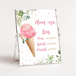 Pink Ice Cream Baby Shower Mom Osa Bar Sign