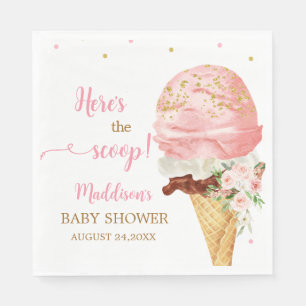 Pink Ice Cream Baby Shower  Napkins
