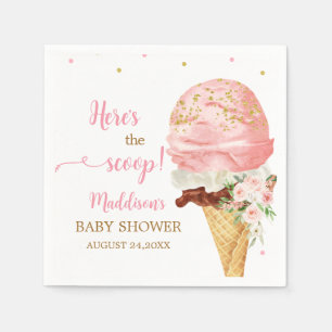 Pink Ice Cream Baby Shower Napkins