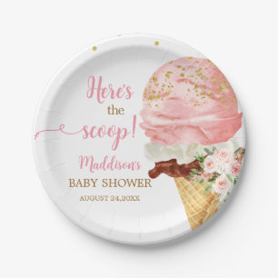 Pink Ice Cream Baby Shower Paper Plates