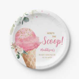 Pink Ice Cream Baby Shower  Paper Plates