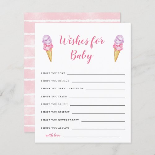 Pink Ice Cream Baby Shower Wishes for Baby Card