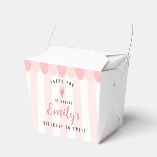 Pink Ice Cream Birthday Party Favor Box