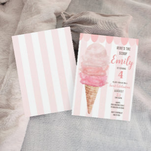 Pink Ice Cream Birthday Party Invite - Any Age