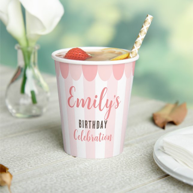 Pink Ice Cream Birthday Party Paper Cups (Insitu)