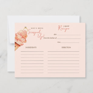 Pink Ice cream  Bridal shower Recipe card