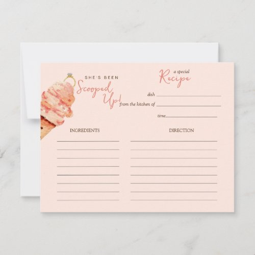 Pink Ice cream  Bridal shower Recipe card