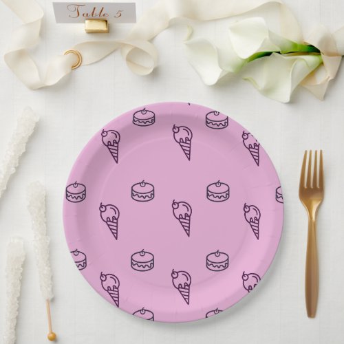 Pink ice_cream  cake Paper Plate