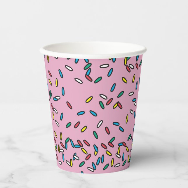 Pink Ice Cream Colorful Sprinkles Paper Cups (Front)