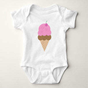 Pink Ice Cream Cone Baby Bodysuit