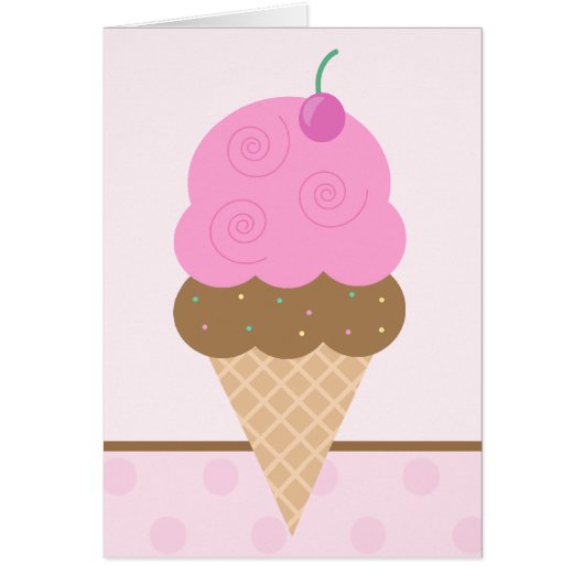 Pink Ice Cream Cone Cards (Front)