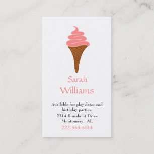 Pink Ice Cream Cone Children Play Date Card