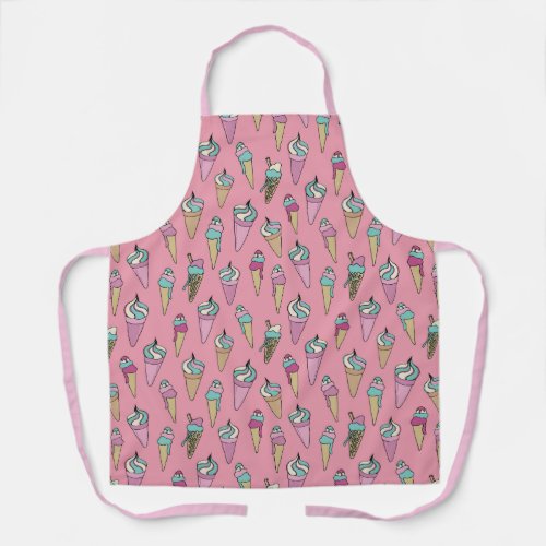 Pink Ice Cream Cone Gift pattern Apron