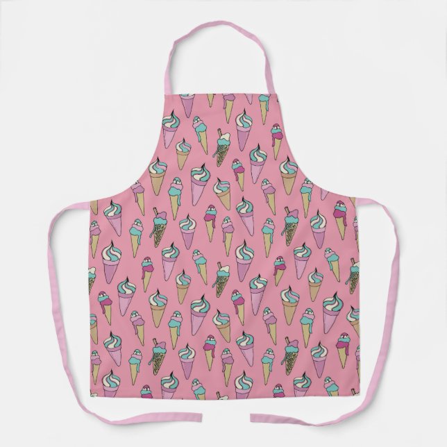 Pink Ice Cream Cone Gift pattern Apron (Front)