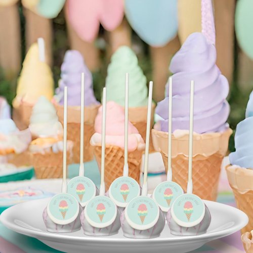 Pink Ice Cream Cone One is Sweet 1st Birthday Cake Pops