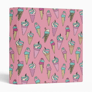 Pink Ice Cream Cone pattern 3 Ring Binder