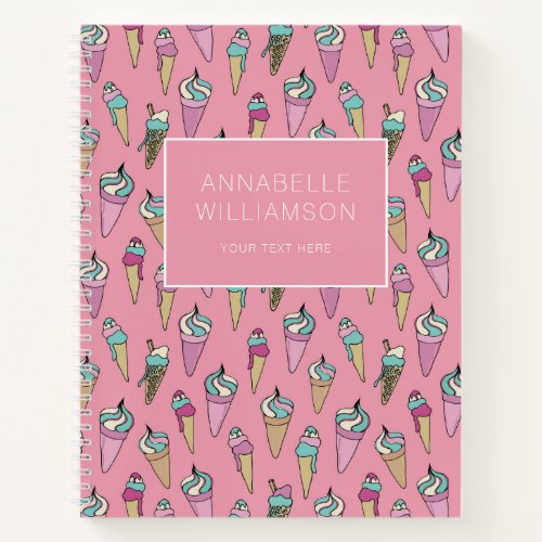Pink Ice Cream Cone pattern Notebook
