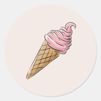Pink Ice Cream Cone Stickers