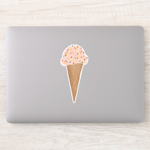 Pink Ice Cream Cone with Sprinkles Illustration Sticker