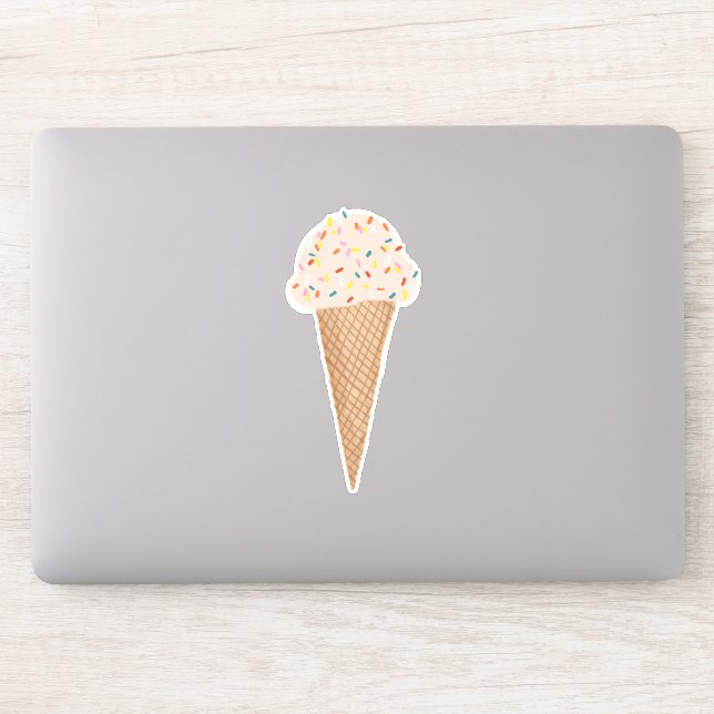 Pink Ice Cream Cone with Sprinkles Illustration Sticker (Computer)