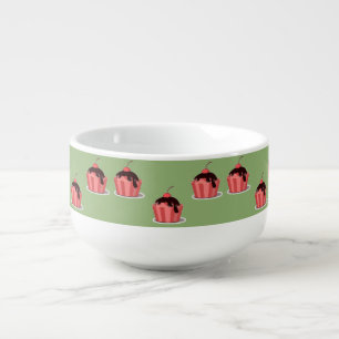 Pink ice cream cups on green
