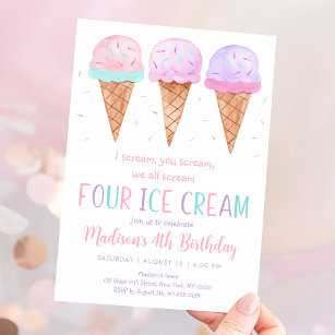 I Scream Four Ice Cream Birthday Party 9 Dinner Plates 32 Count