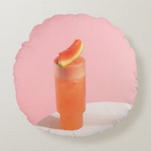 Pink ice cream on cone round pillow