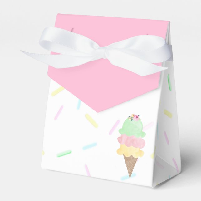 Pink Ice Cream Party Favor Boxes (Front Side)
