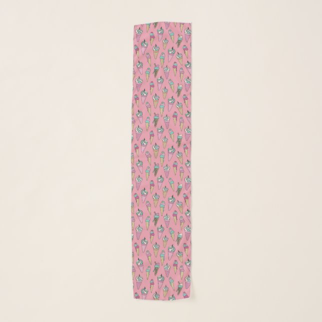 Pink Ice Cream pattern Scarf (Front)