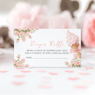 Pink Ice Cream Scoop Baby Shower Diaper Raffle Enclosure Card