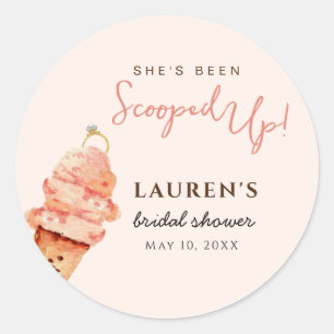Pink Ice cream Scooped up Bridal Shower Classic Round Sticker