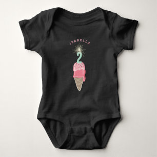 Pink Ice Cream Sparkler Girl 2nd Birthday Party Baby Bodysuit