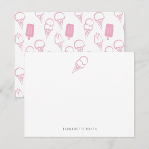 Pink Ice Cream Stationery Note Card