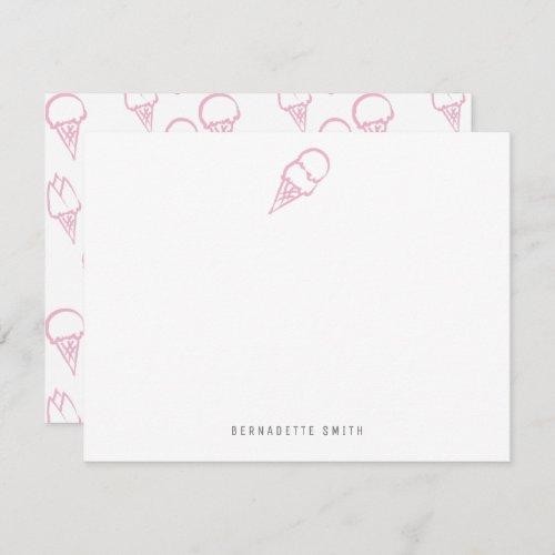 Pink Ice Cream Stationery Note Card