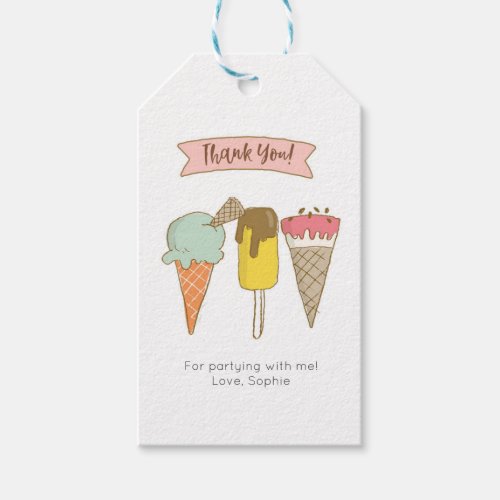 Pink Ice cream Thank you tags  Favor tags