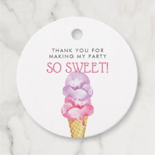 Pink Ice Cream Theme Birthday Party Favor Tags