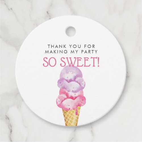 Pink Ice Cream Theme Birthday Party Favor Tags