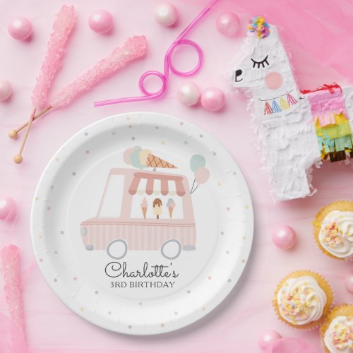 Pink Ice Cream Truck Birthday Party Decorations  Paper Plates
