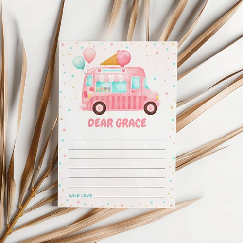 Pink Ice Cream Truck Birthday Time Capsule Card