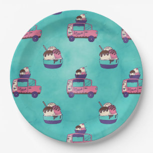 Pink Ice Cream Truck Paper Plates