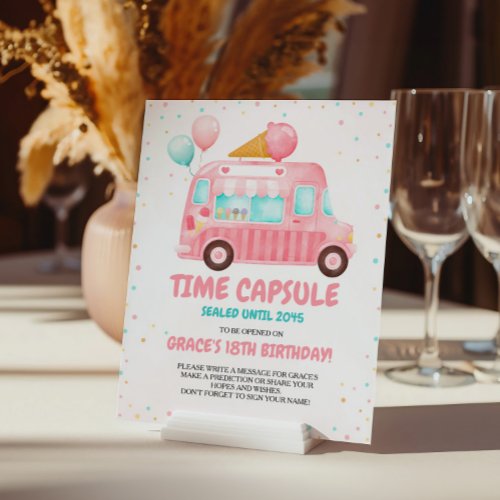 Pink Ice Cream Truck Time Capsule Sign