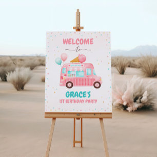 Pink Ice Cream Truck Welcome Sign